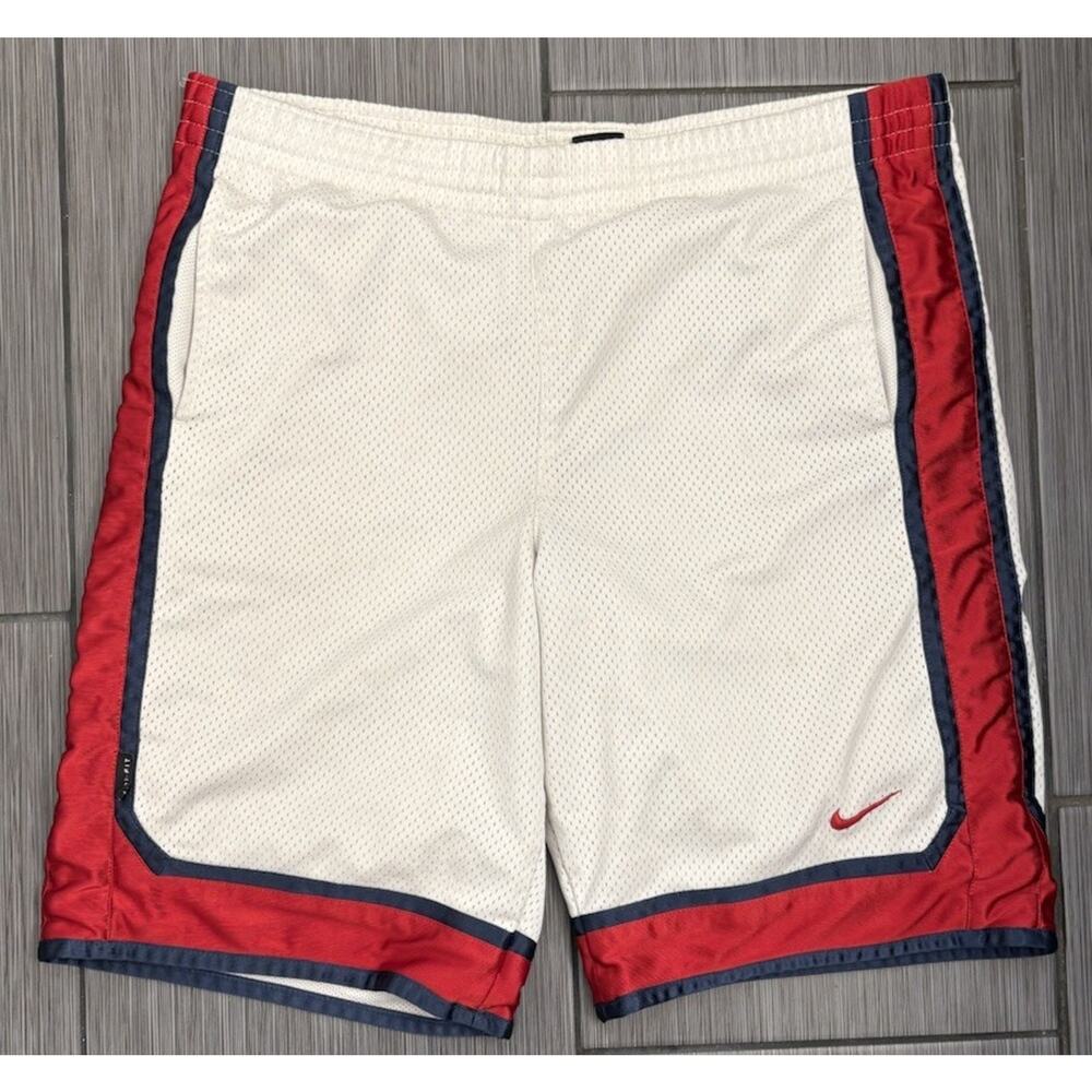 Nike Men’s Dri Fit Red/White/Blue Basketball Shorts Mesh Size Medium Mesh Heavy